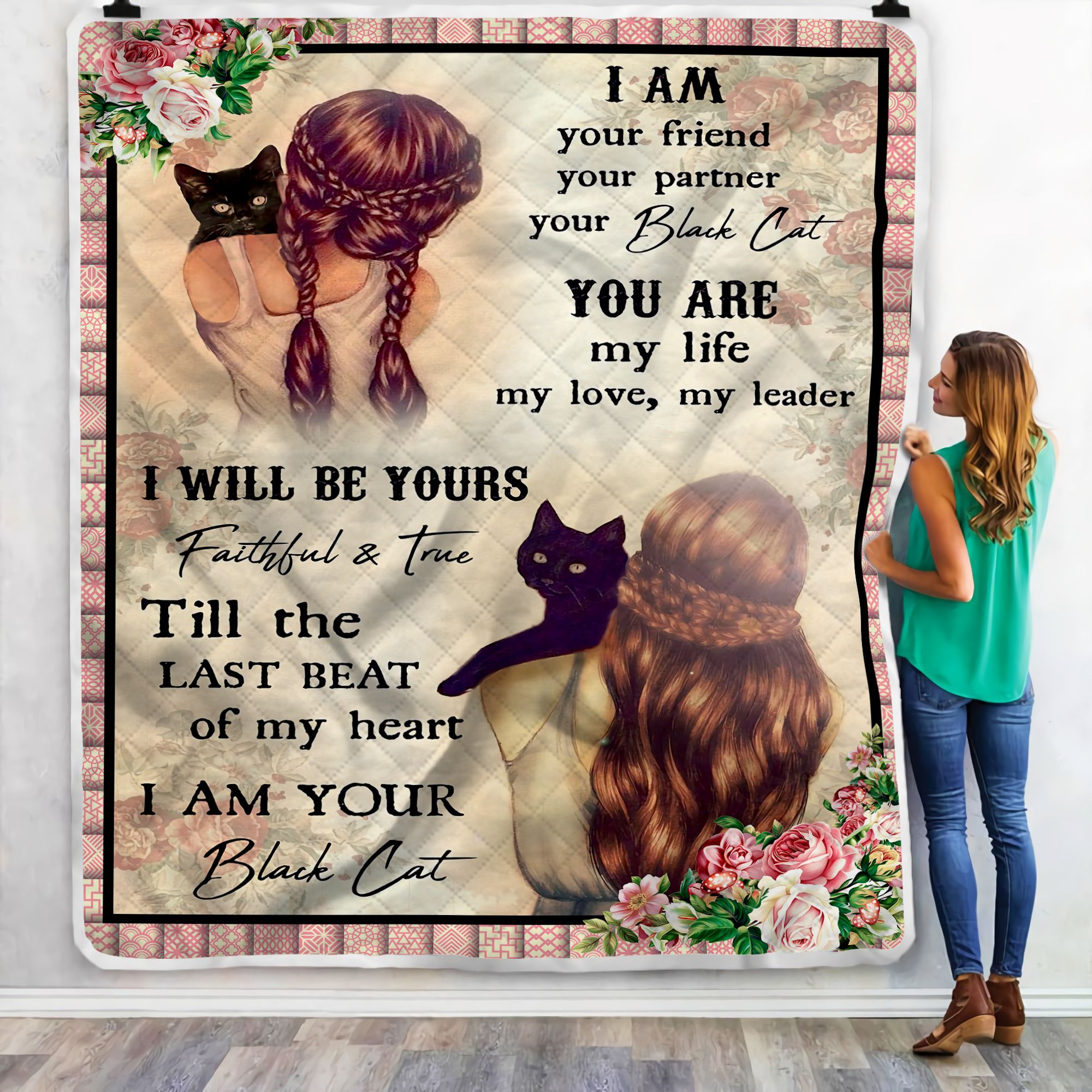 Black Cat Best Friend Fleece Blanket