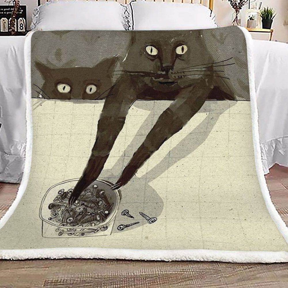 Black Cat Sherpa Fleece Blanket