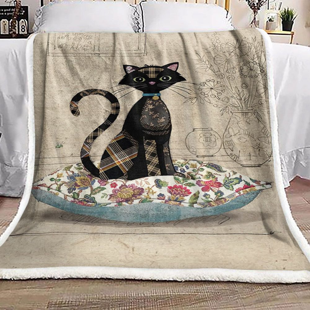 Black Cat Sherpa Fleece Blanket