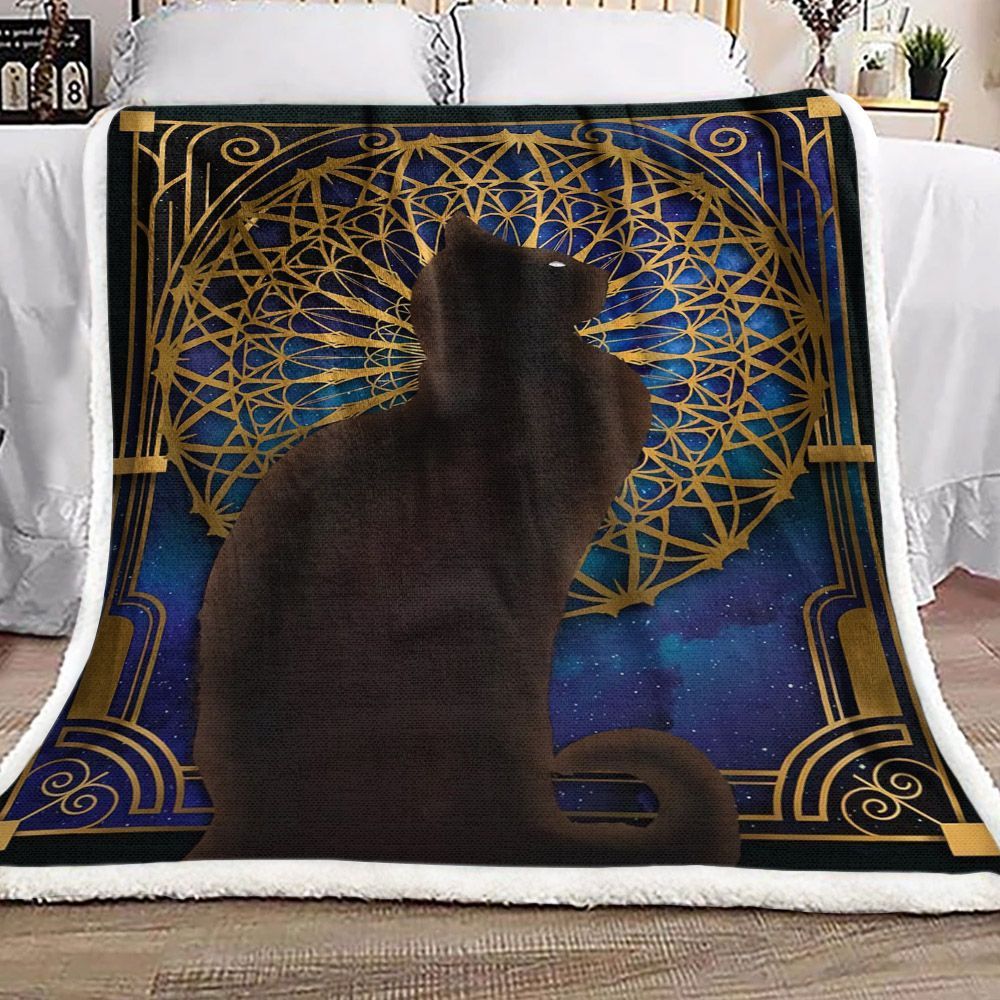 Black Cat Sherpa Fleece Blanket
