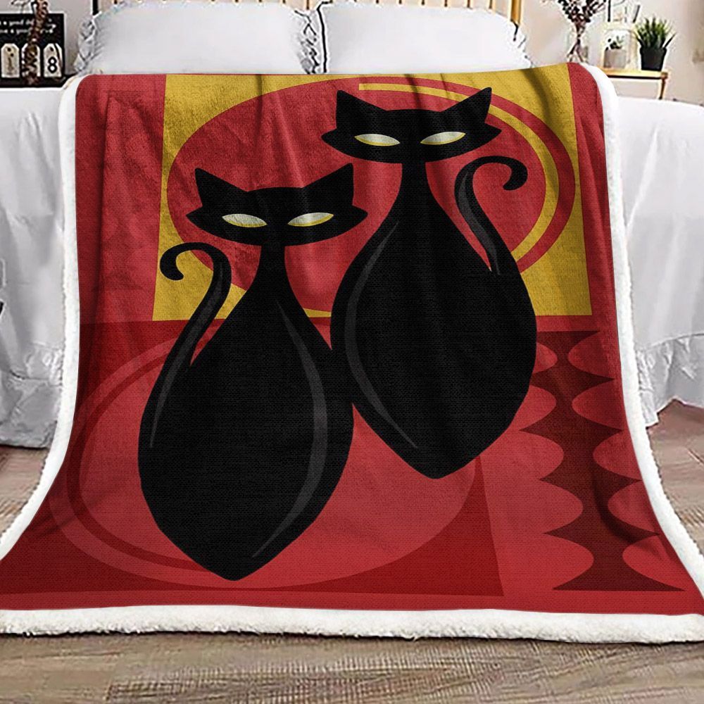 Black Cat Sherpa Fleece Blanket