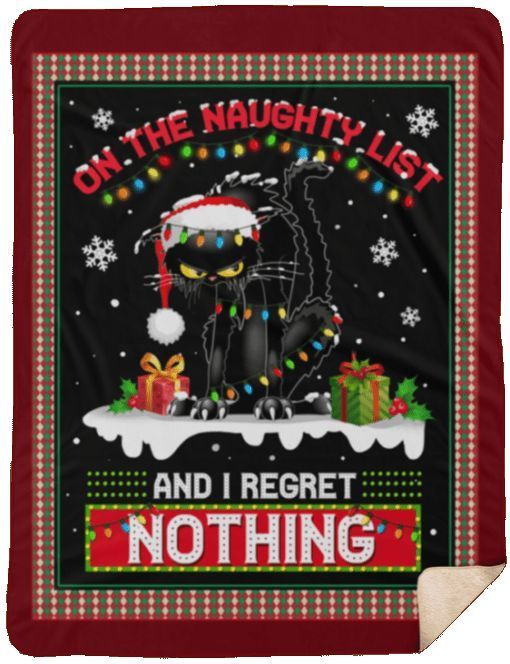 Black Cat Christmas Sherpa Fleece Blanket