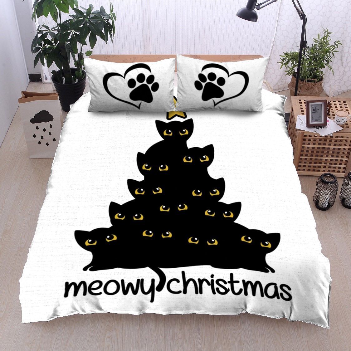 Black Cat Christmas Bedding Set
