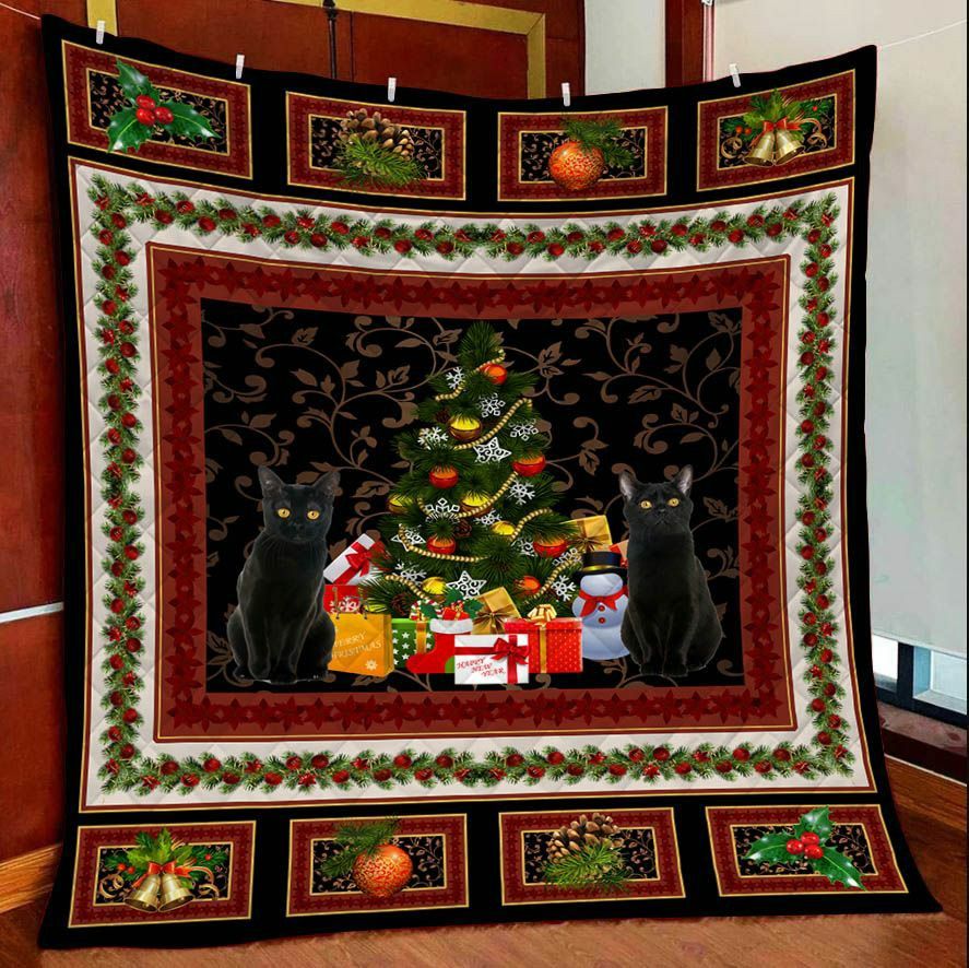 Black Cat Christmas HHC121102TH Quilt Blanket