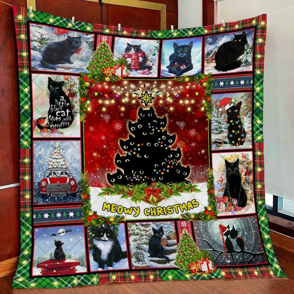 Black Cat Christmas HHC121103TH Quilt Blanket
