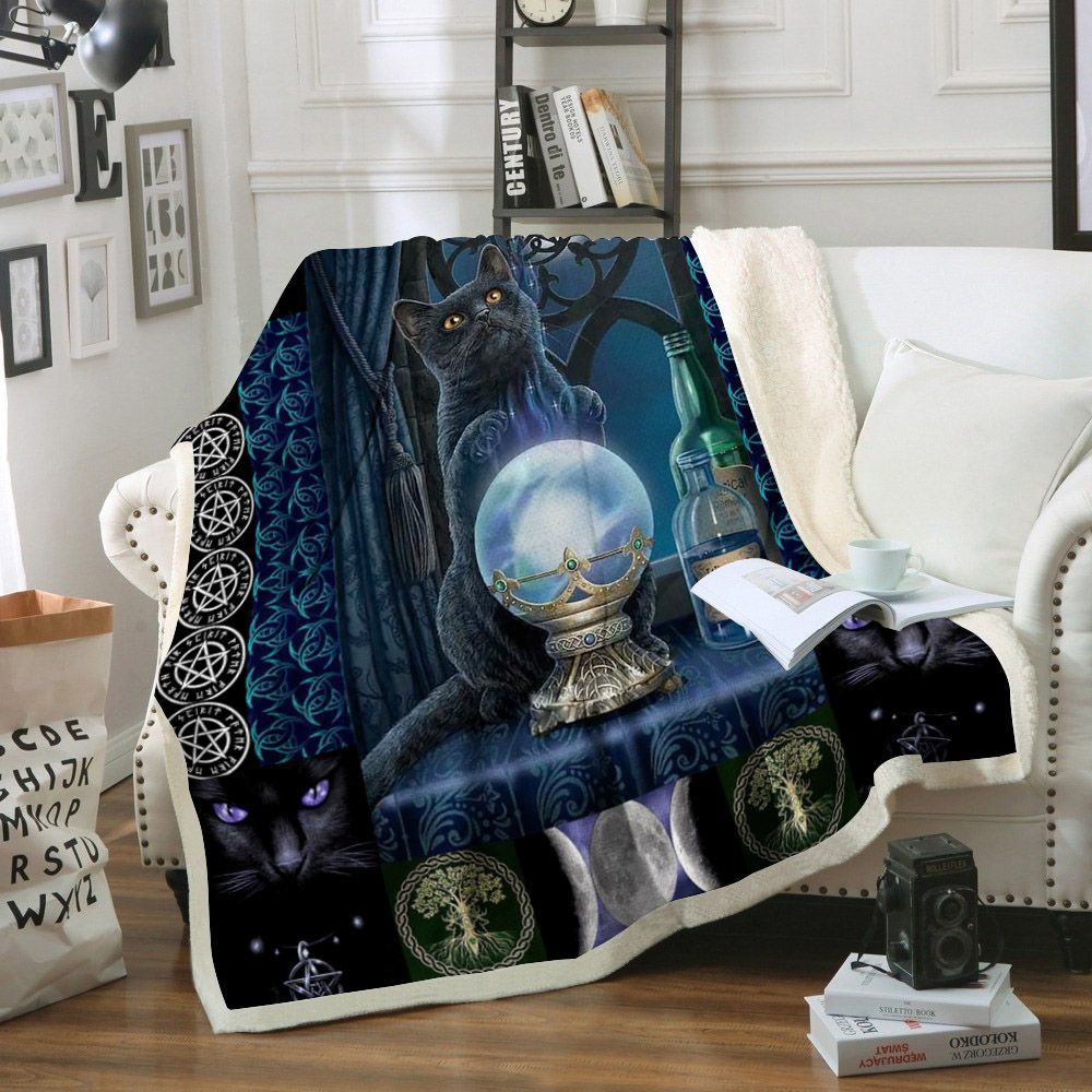 Black Cat Sherpa Fleece Blanket