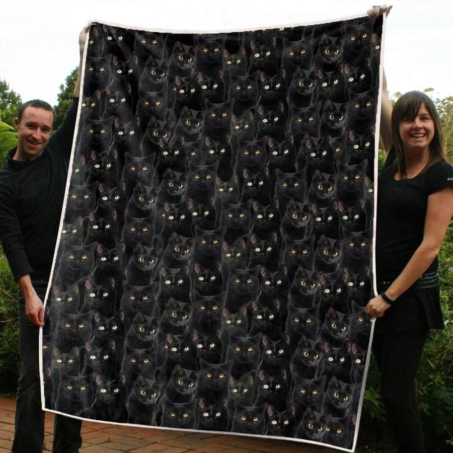 Black Cat Sherpa Fleece Blanket