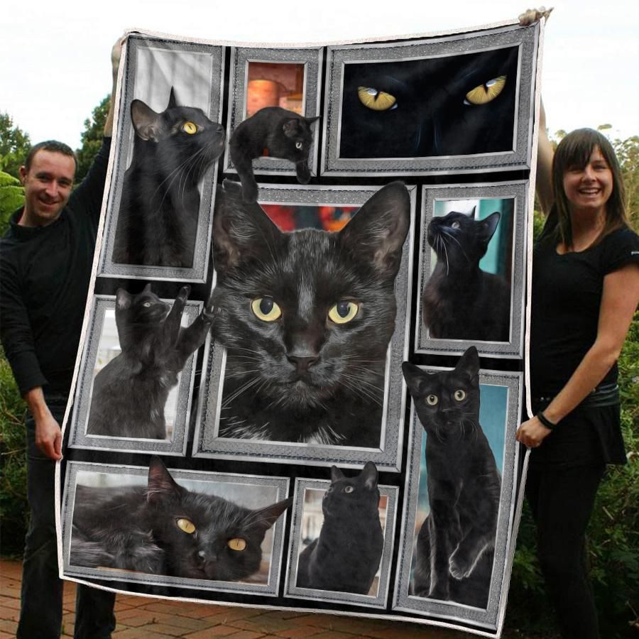 Black Cat Sherpa Fleece Blanket