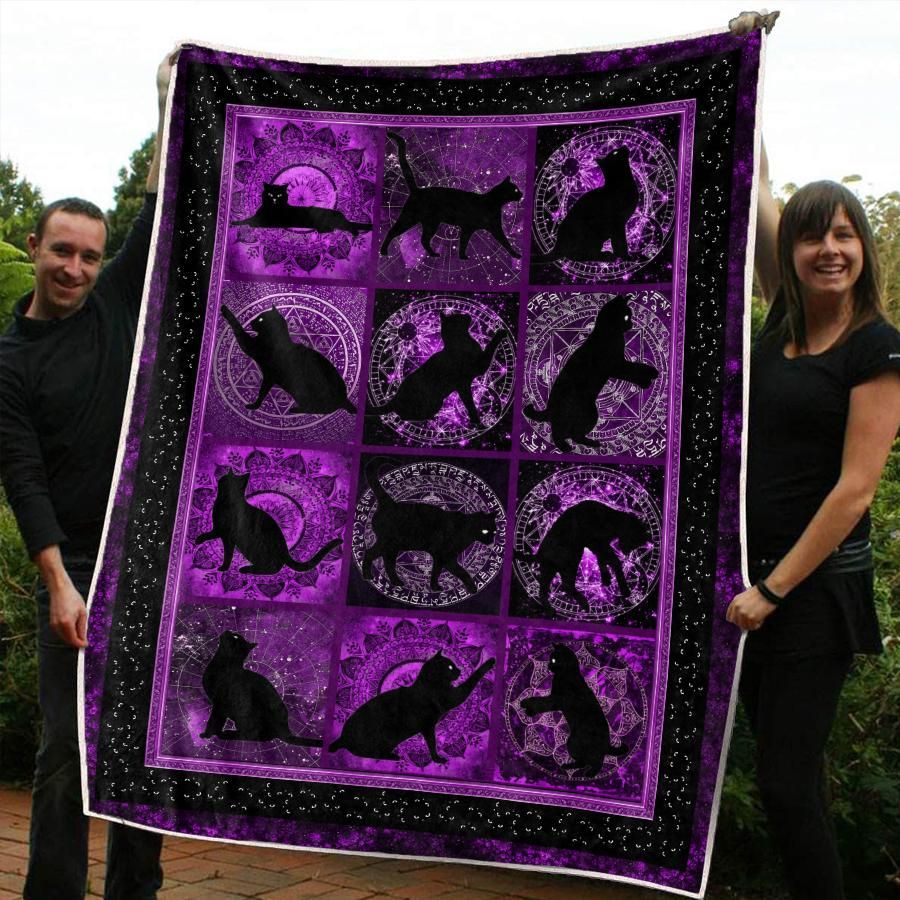 Black Cat Sherpa Fleece Blanket
