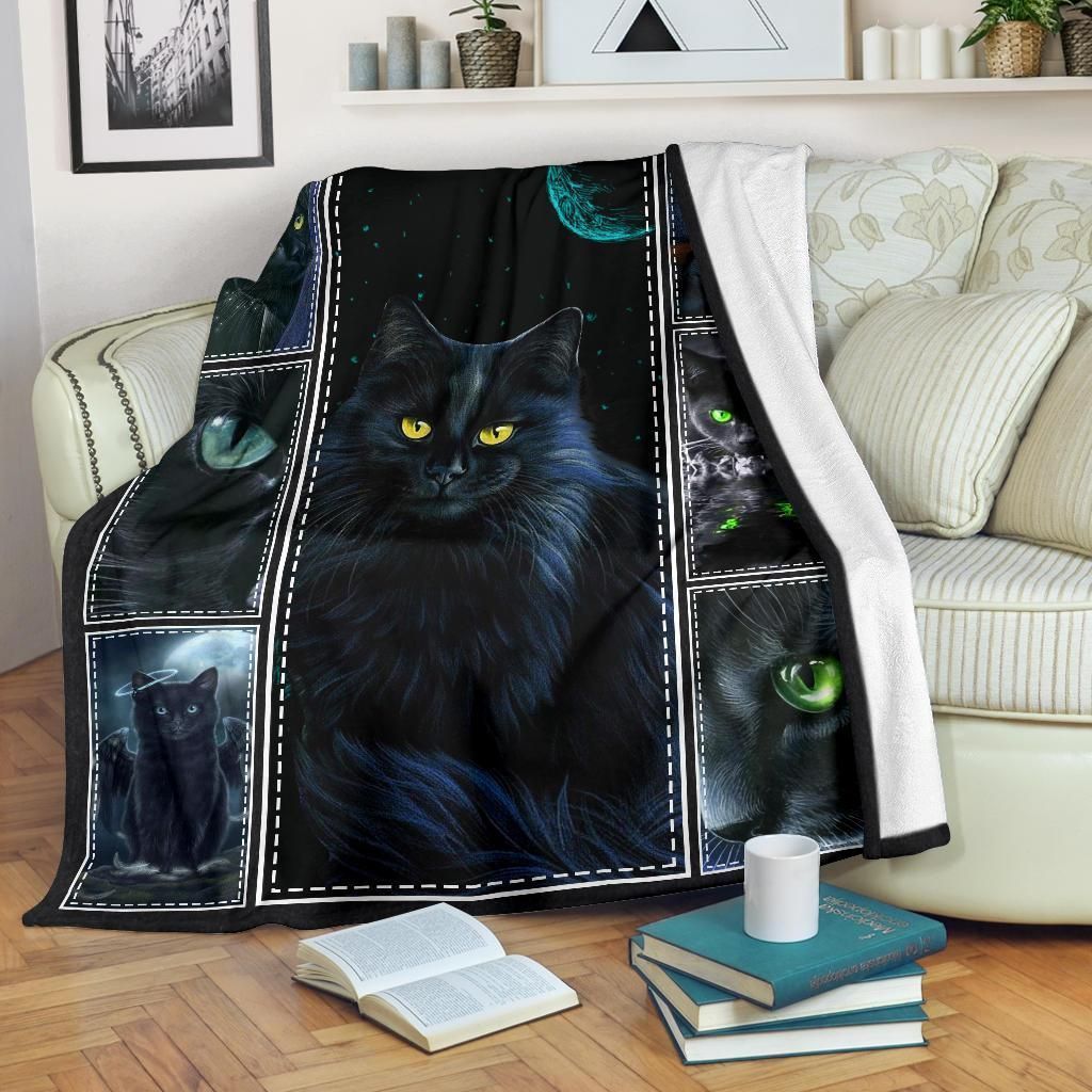 Black Cat Sherpa Fleece Blanket