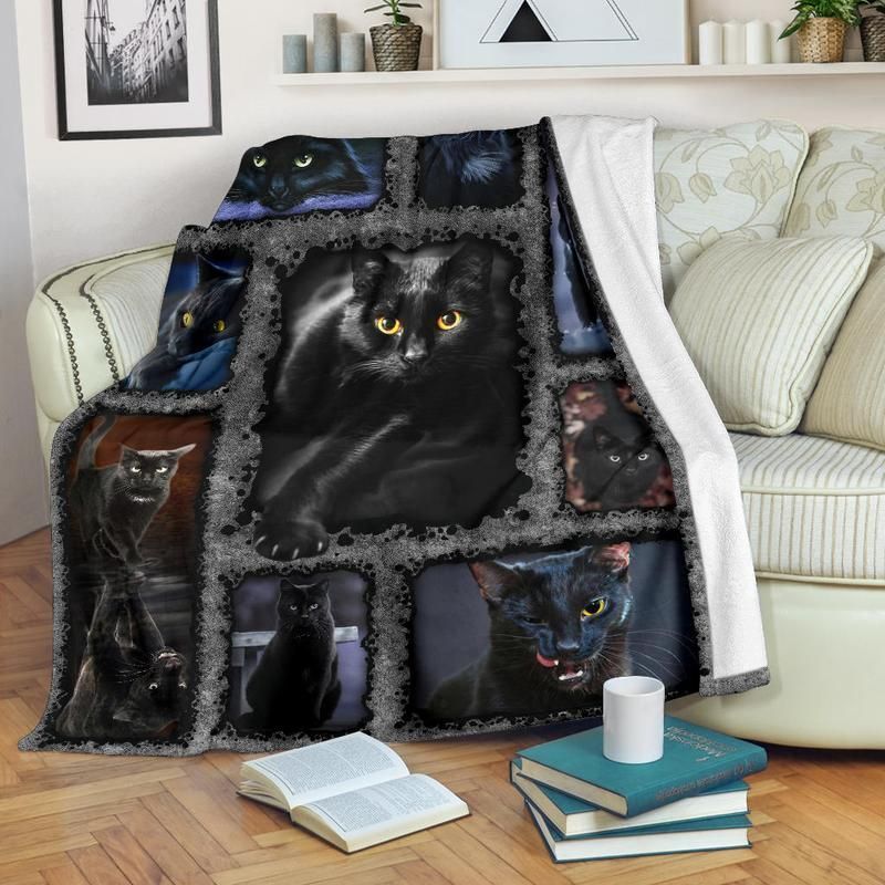 Black Cat Sherpa Fleece Blanket