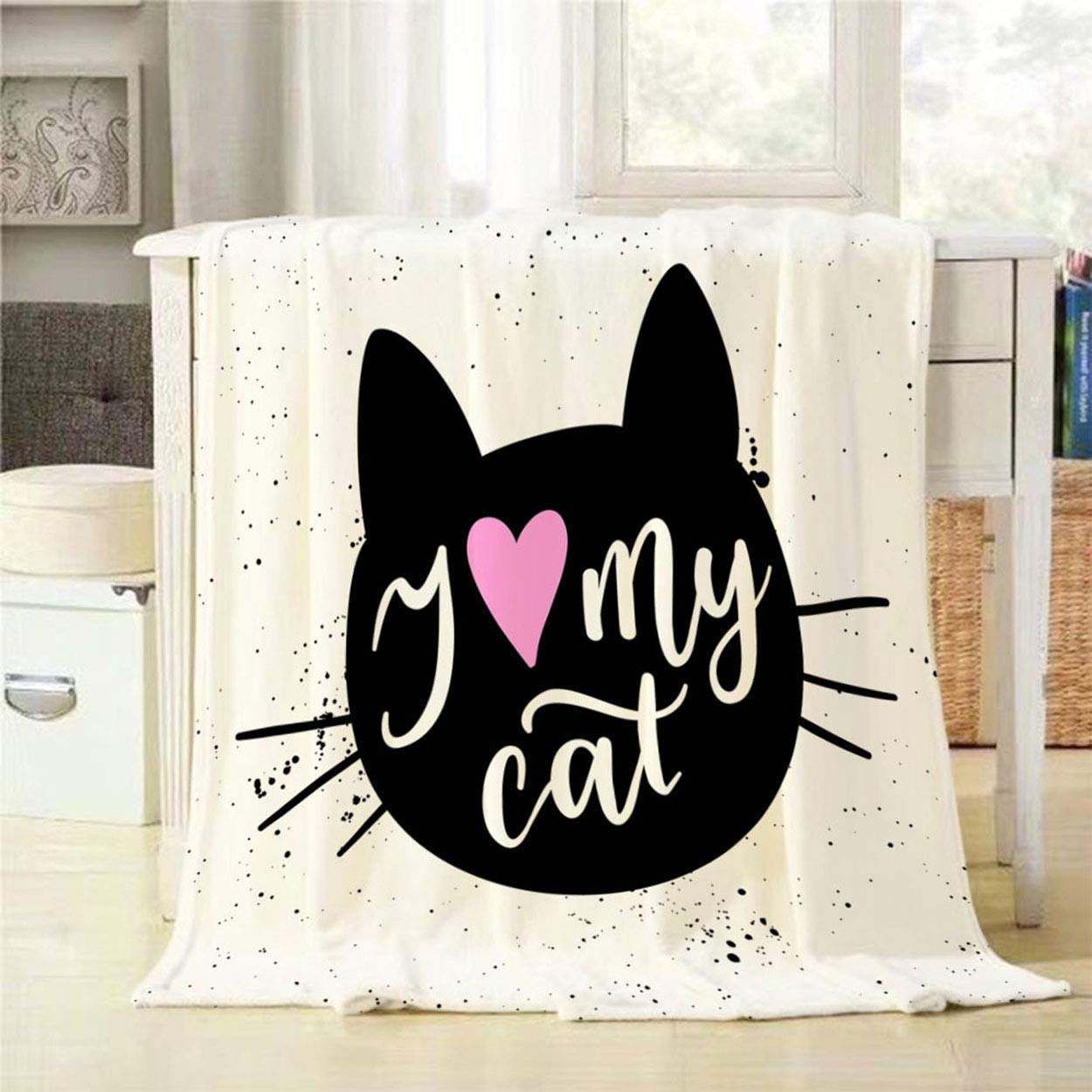 Black Cat Sherpa Fleece Blanket