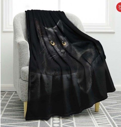 Black Cat Sherpa Fleece Blanket