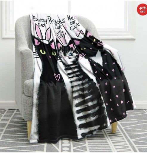 Black Cat Sherpa Fleece Blanket