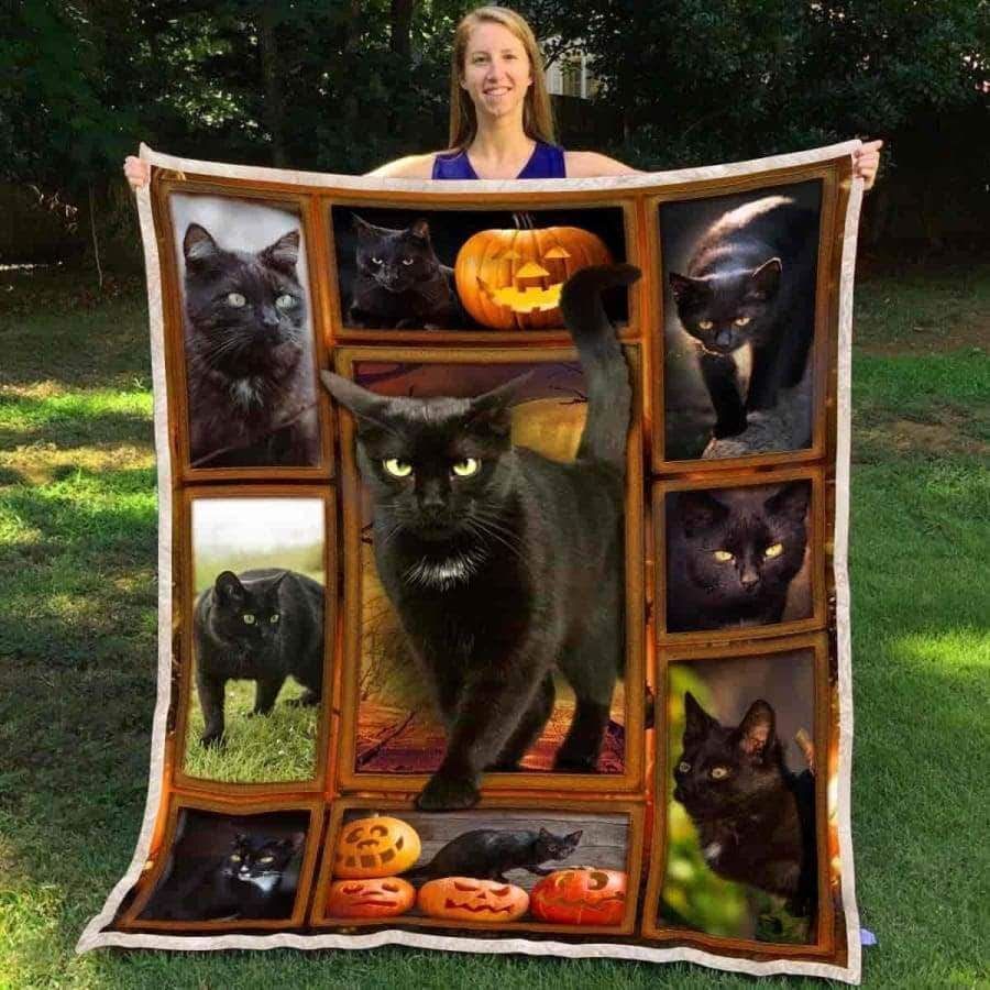Black Cat Sherpa Fleece Blanket