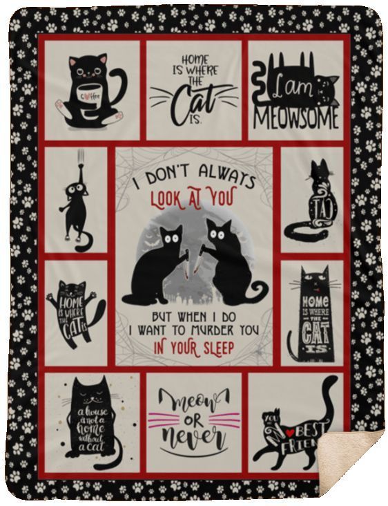 Black Cat Sherpa Fleece Blanket