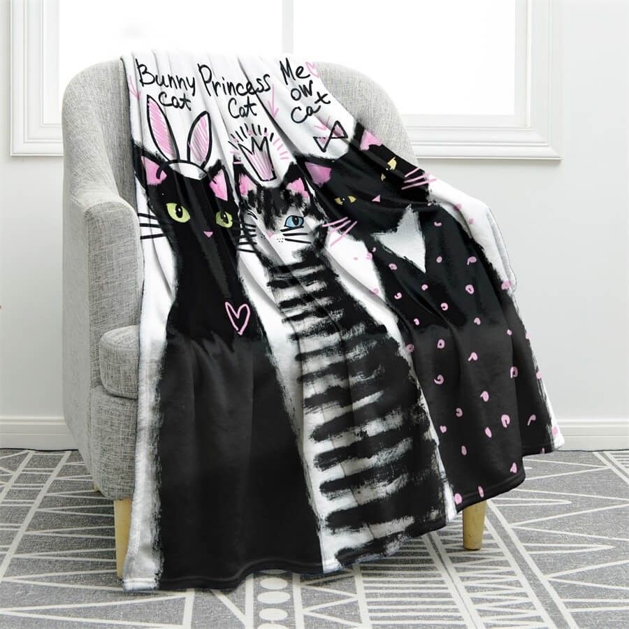 Black Cat Sherpa Fleece Blanket