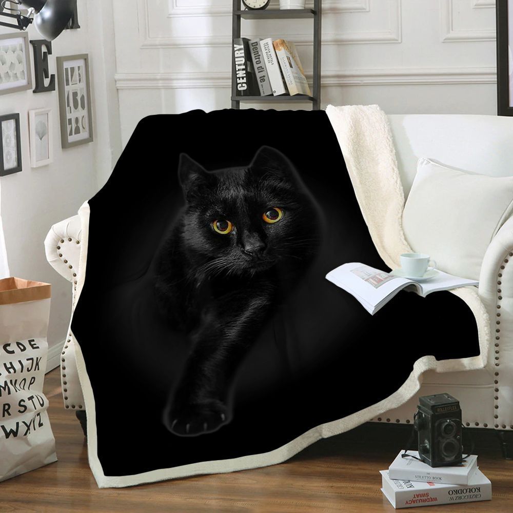 Black Cat Sherpa Fleece Blanket
