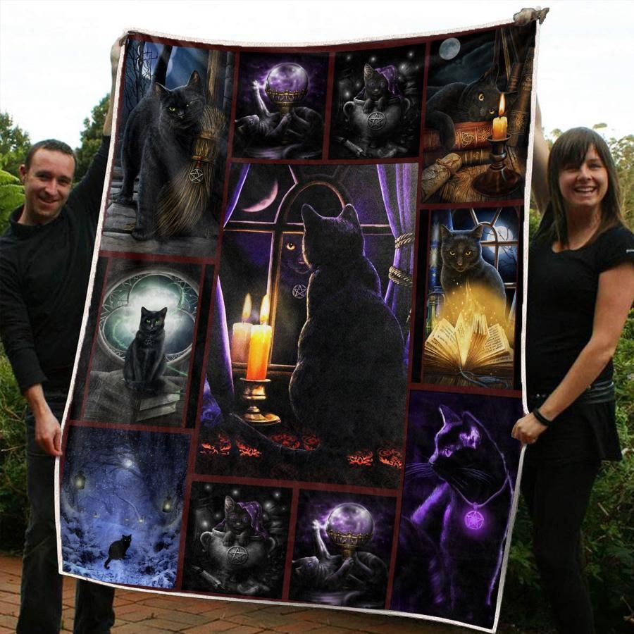 Black Cat Sherpa Fleece Blanket