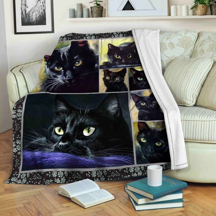 Black Cat Sherpa Fleece Blanket
