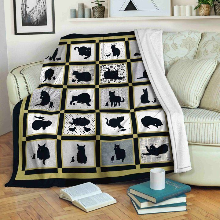 Black Cat Sherpa Fleece Blanket