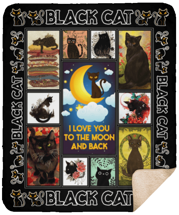 Black Cat Sherpa Fleece Blanket