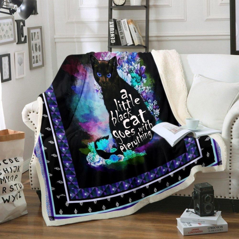 Black Cat Sherpa Fleece Blanket