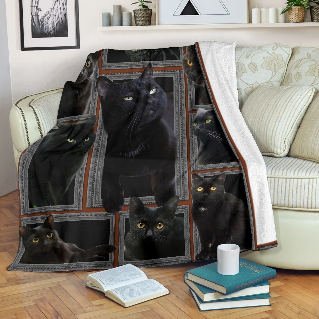 Black Cat Sherpa Fleece Blanket