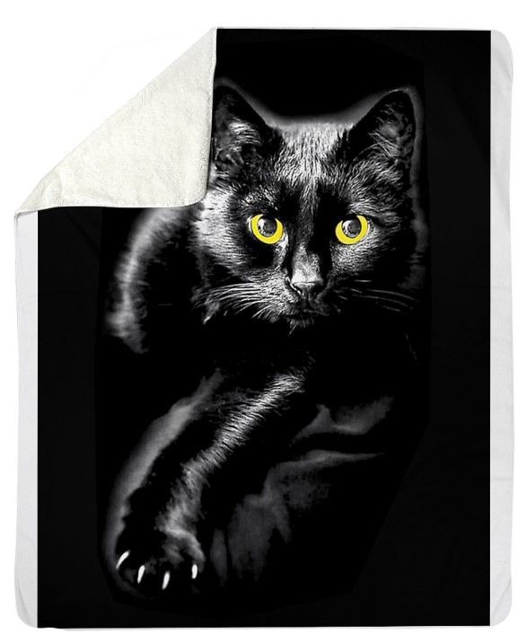 Black Cat Sherpa Fleece Blanket