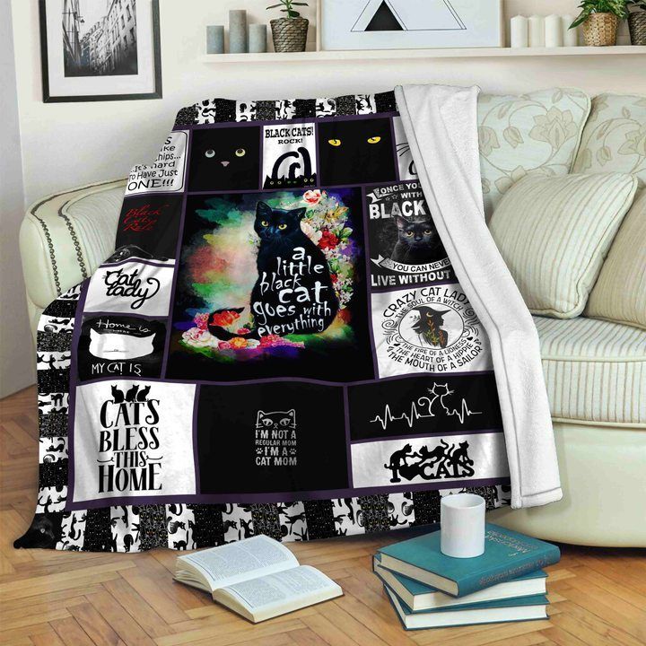 Black Cat Sherpa Fleece Blanket