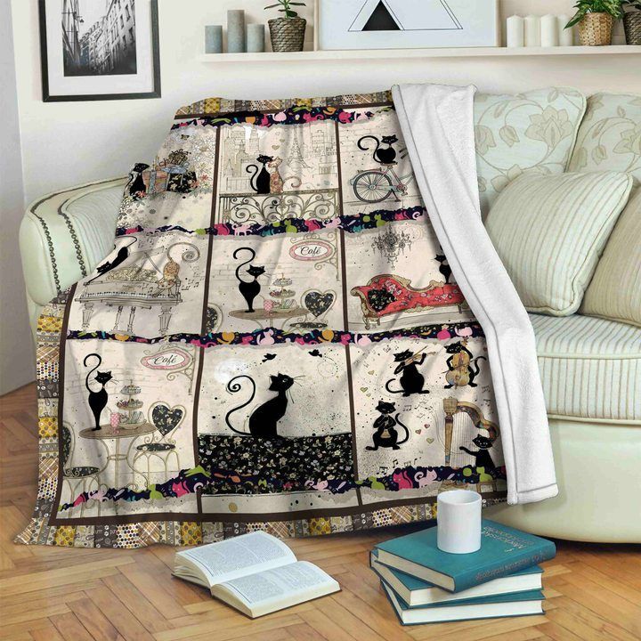 Black Cat Sherpa Fleece Blanket