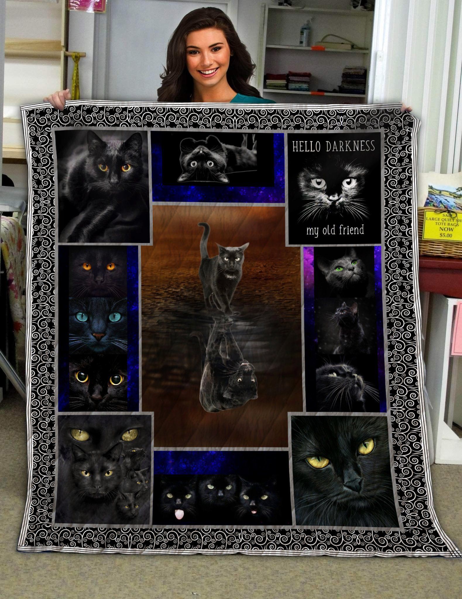 Black Cat Sherpa Fleece Blanket