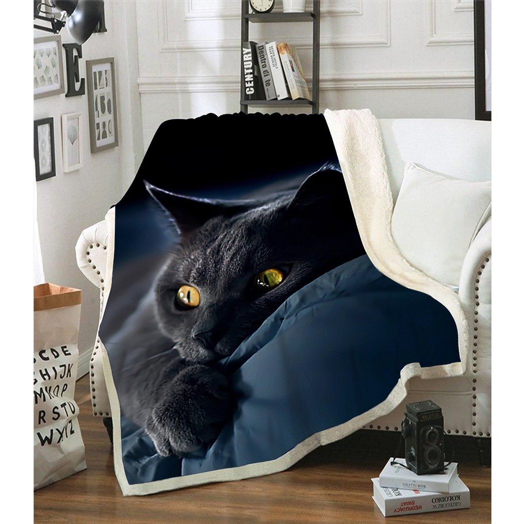Black Cat Sherpa Fleece Blanket