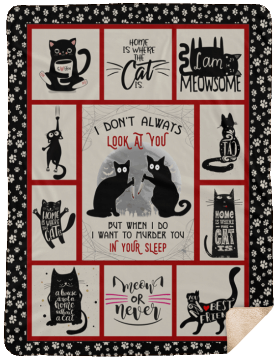 Black Cat Sherpa Fleece Blanket