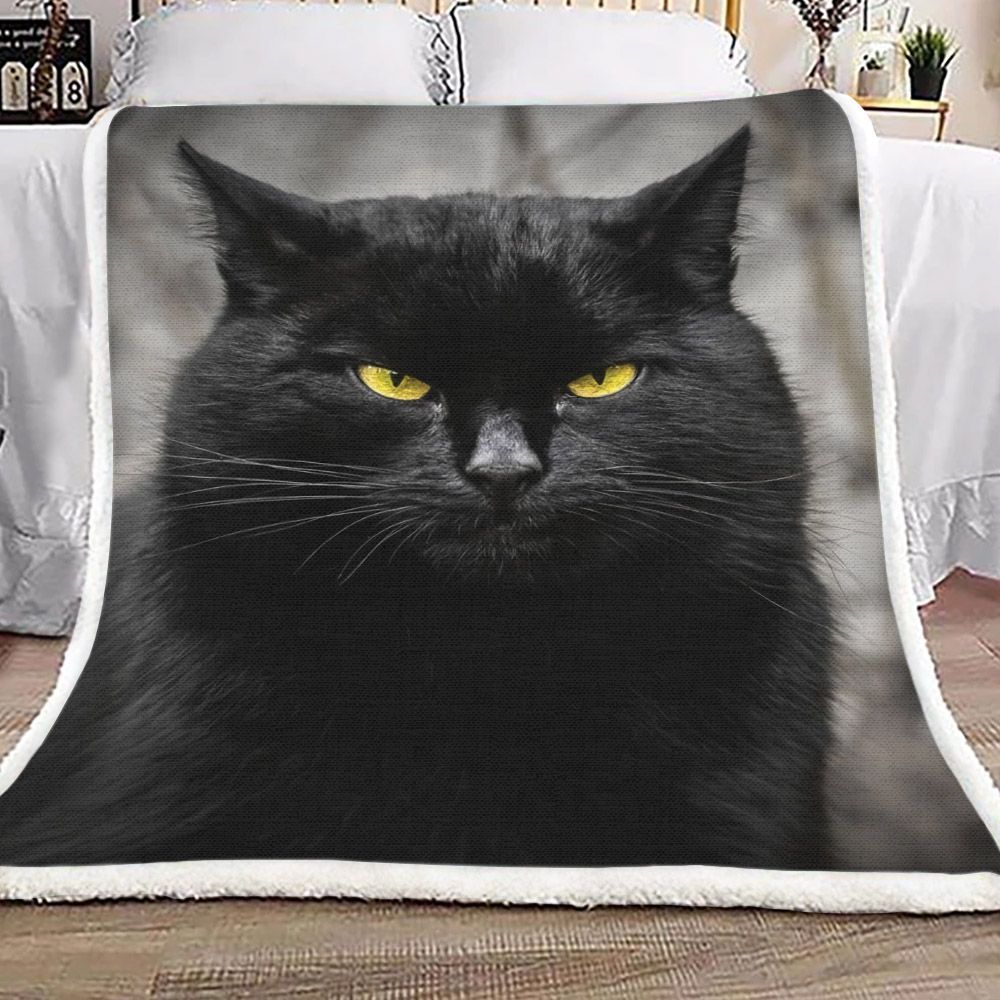 Black Cat Sherpa Fleece Blanket