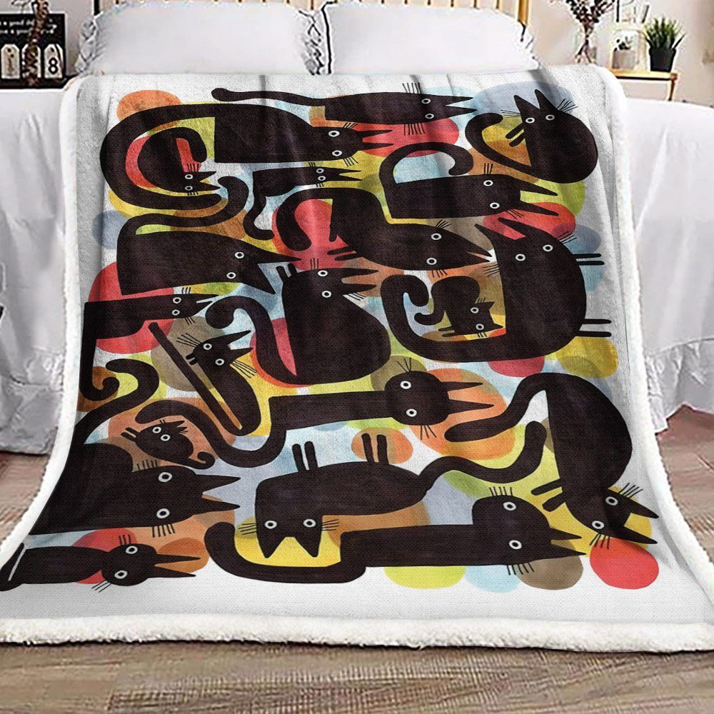 Black Cat Sherpa Fleece Blanket