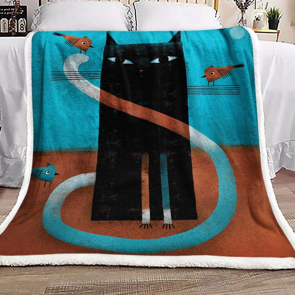 Black Cat Sherpa Fleece Blanket