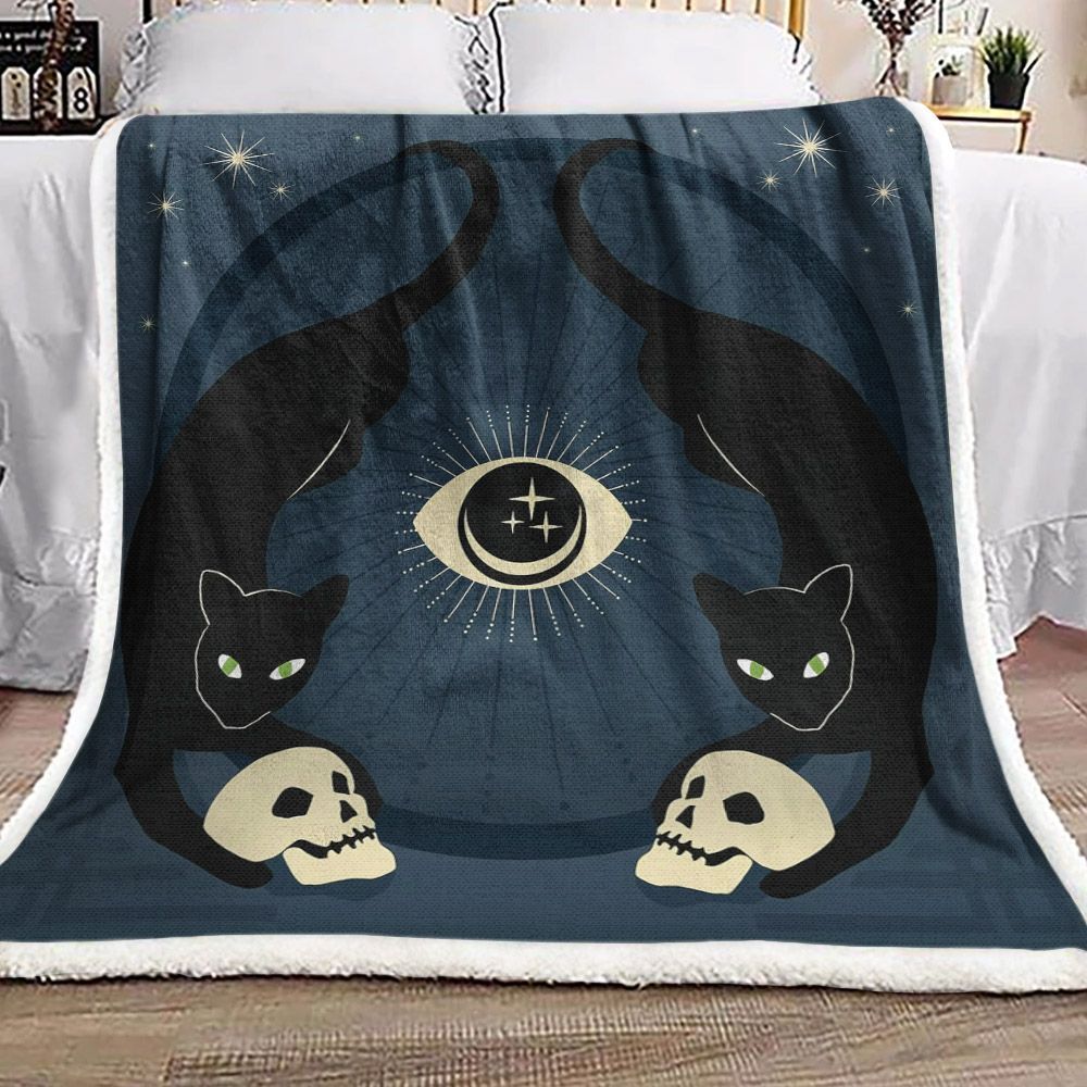 Black Cat Sherpa Fleece Blanket