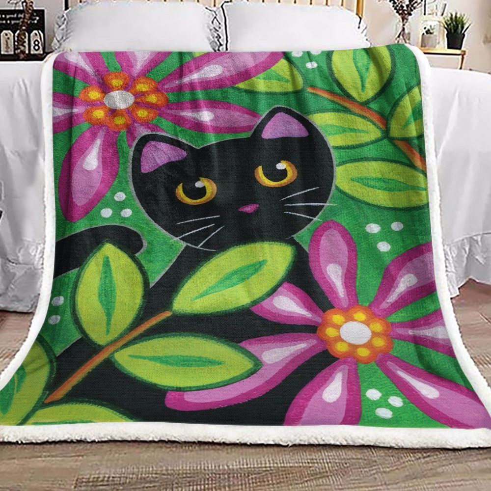 Black Cat Sherpa Fleece Blanket