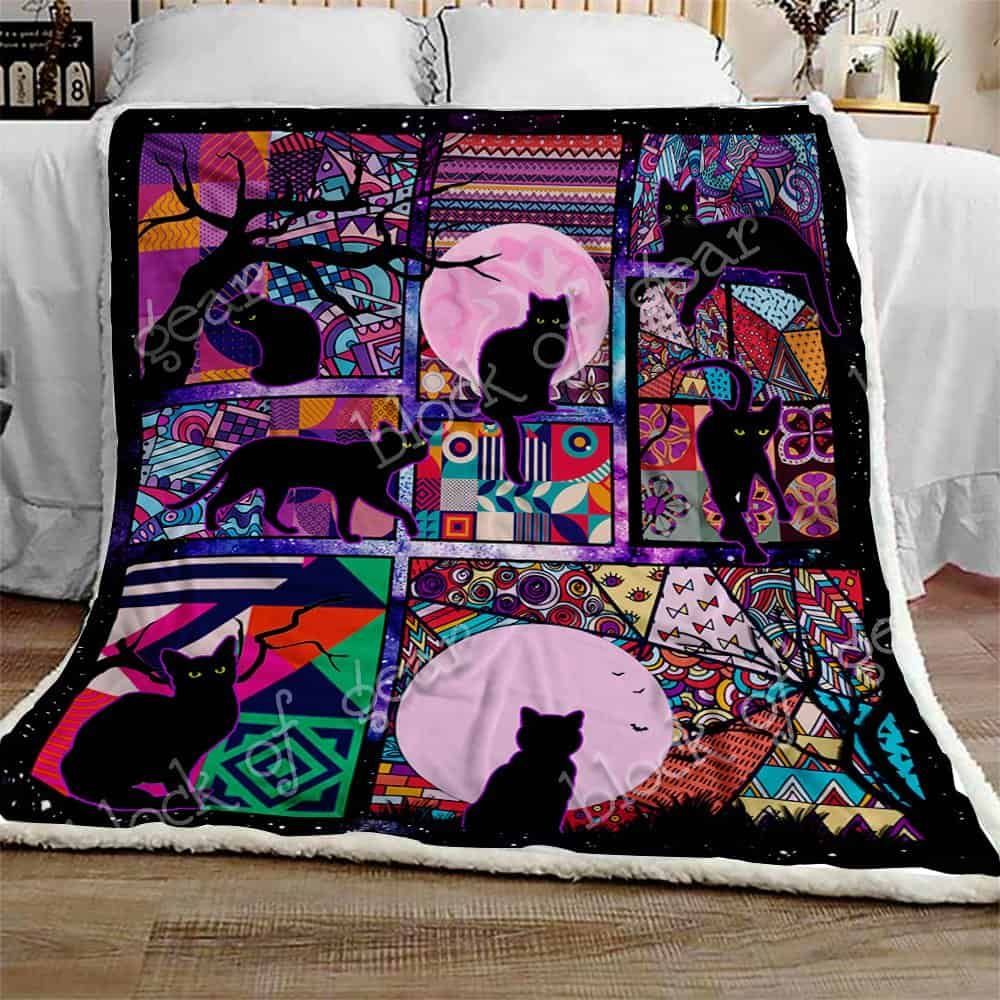 Black Cat Fleece Blanket