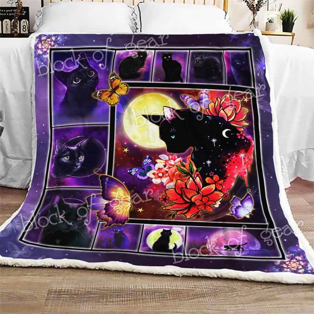 Black Cat Fleece Blanket