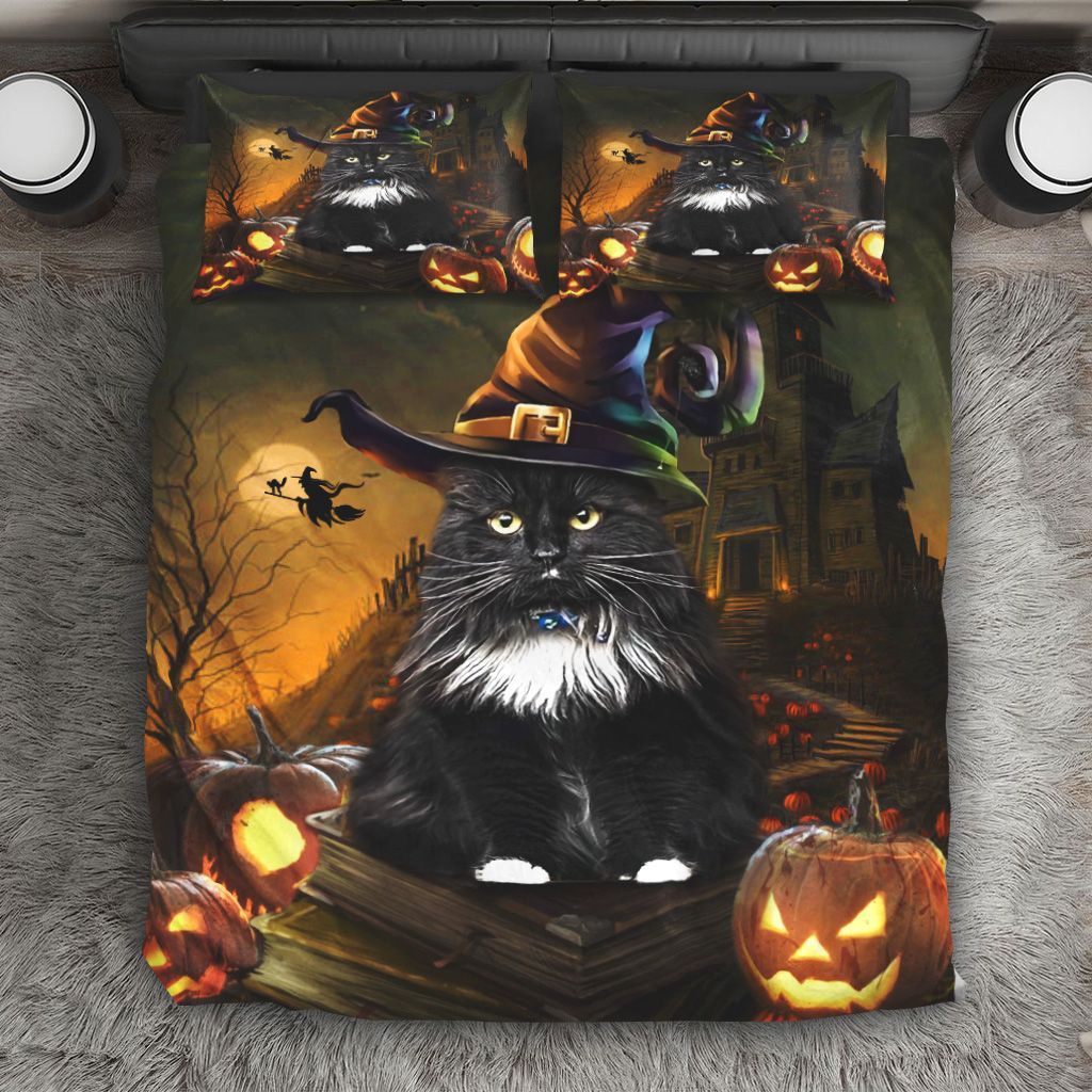 Black Cat Halloween Bedding Set