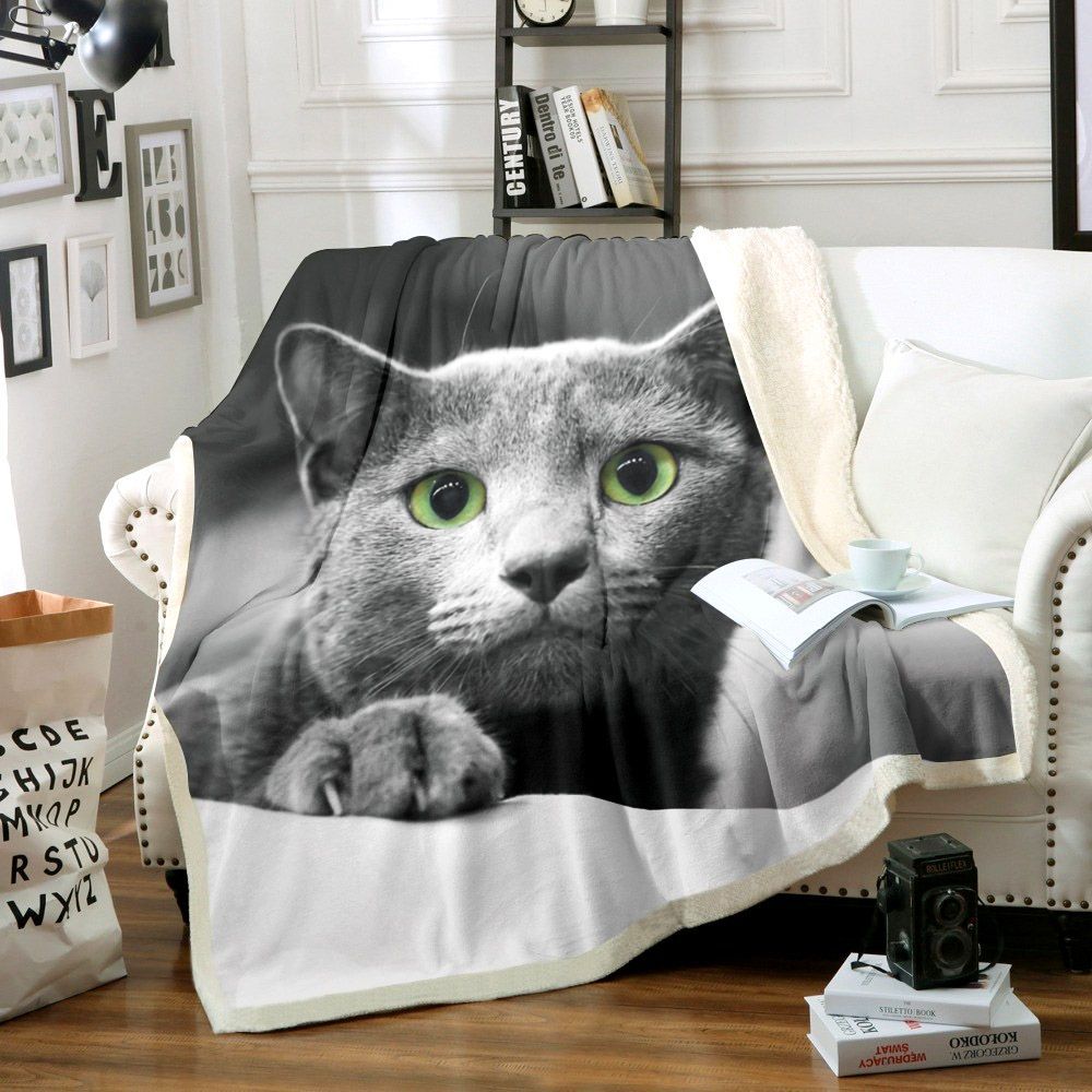 Black Cat Sherpa Fleece Blanket