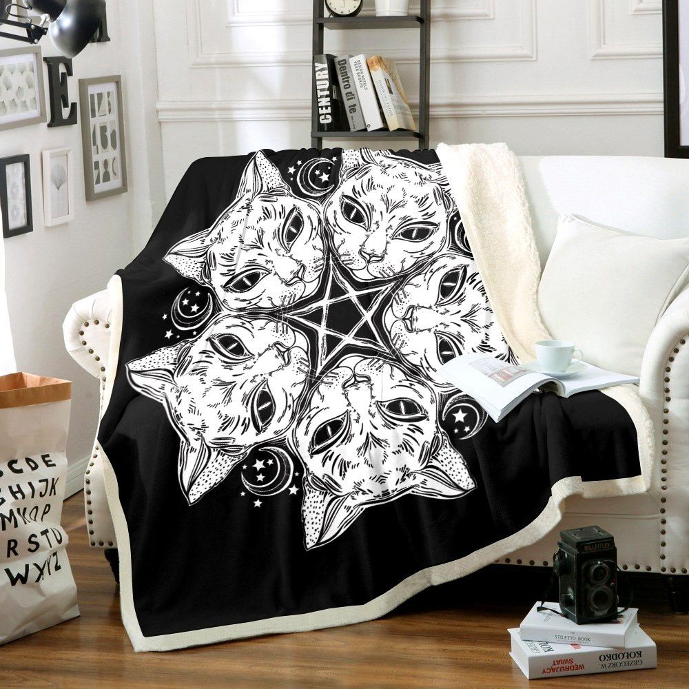 Black Cat Sherpa Fleece Blanket