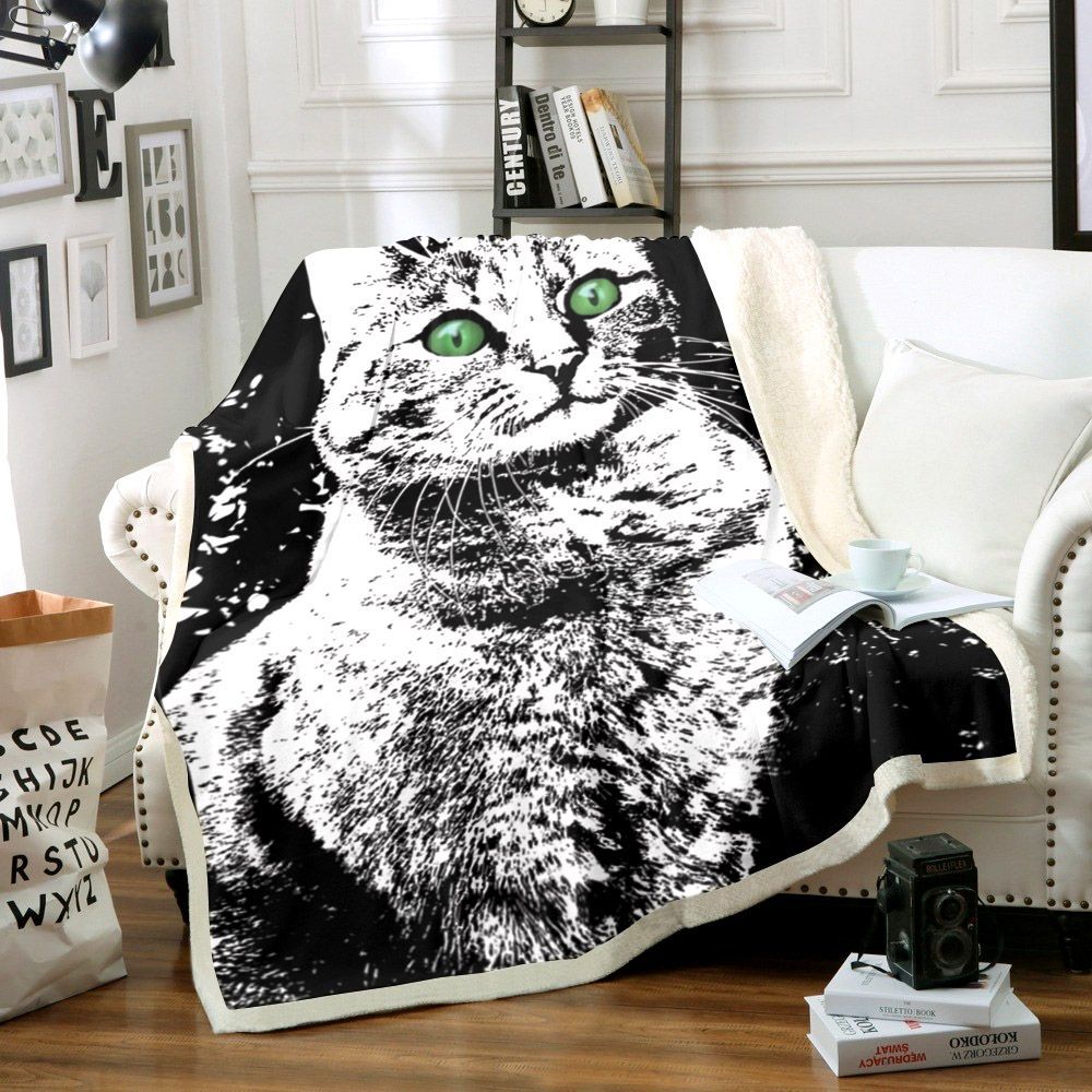 Black Cat Sherpa Fleece Blanket