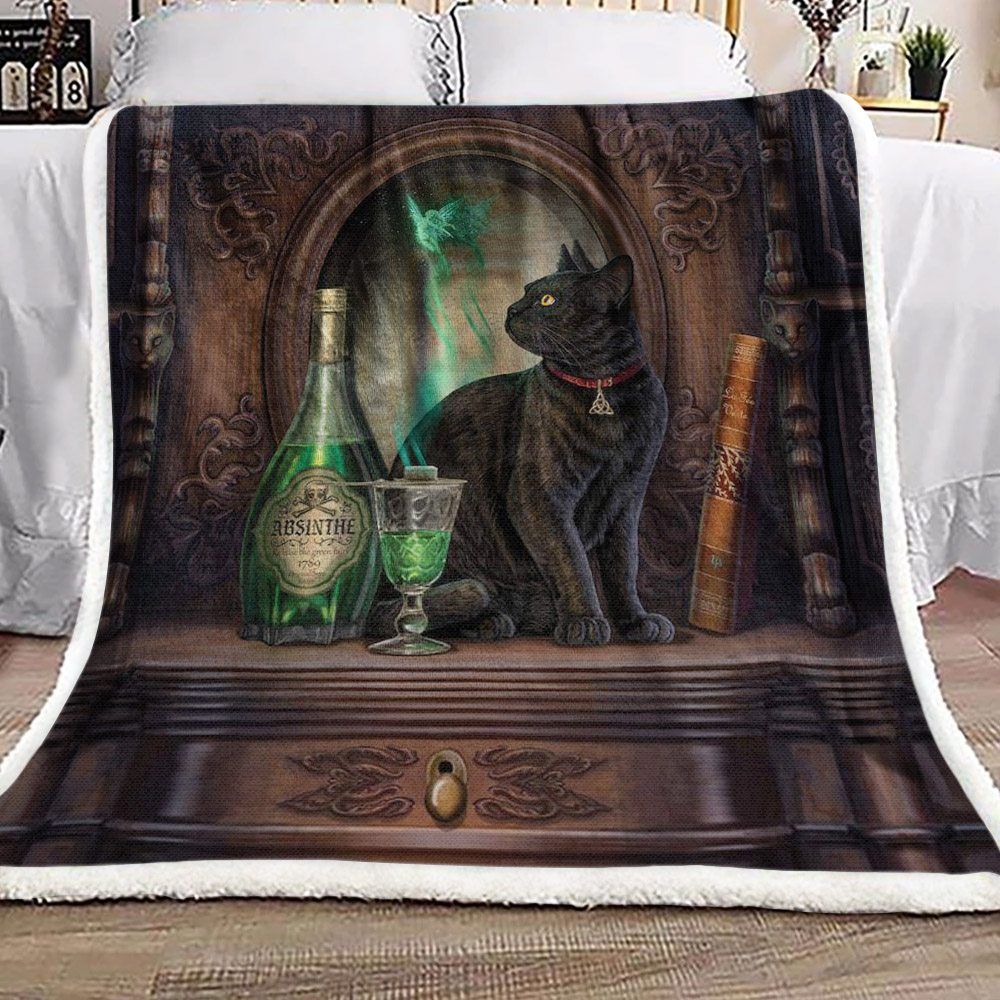 Black Cat Sherpa Fleece Blanket
