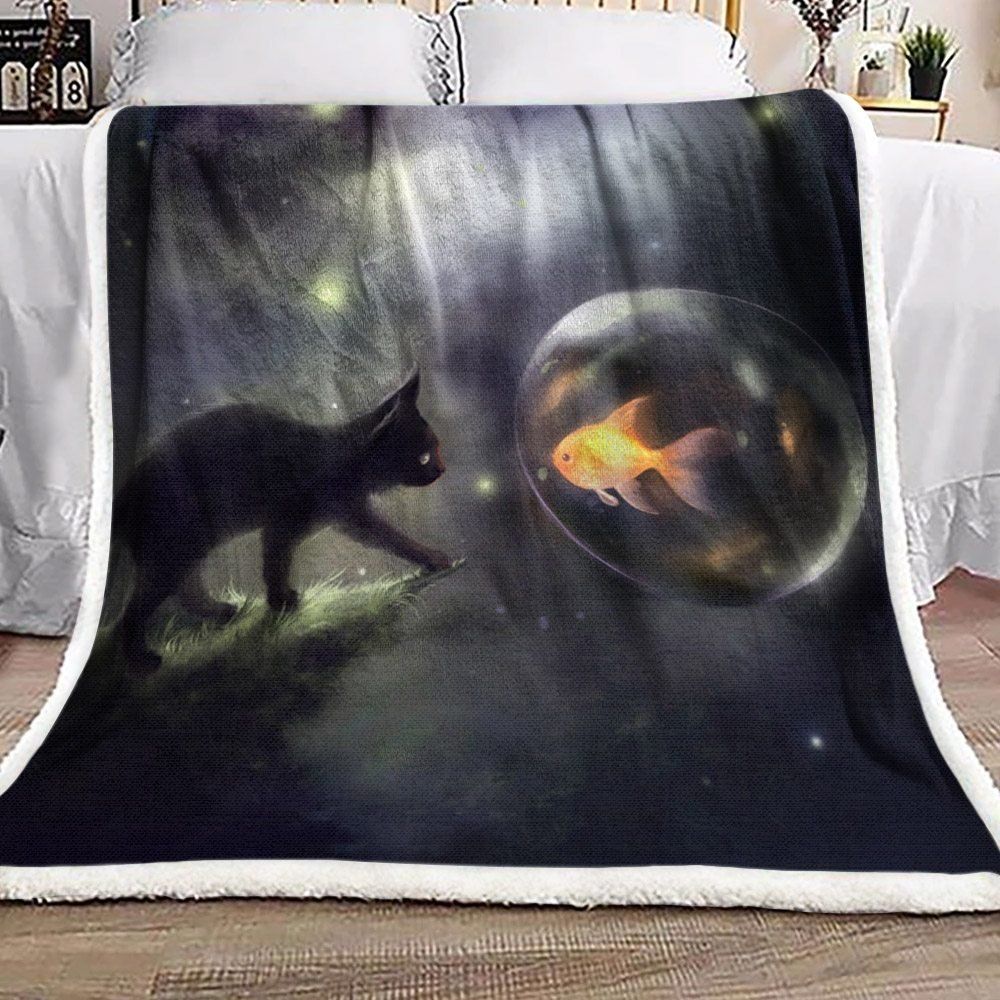 Black Cat Sherpa Fleece Blanket
