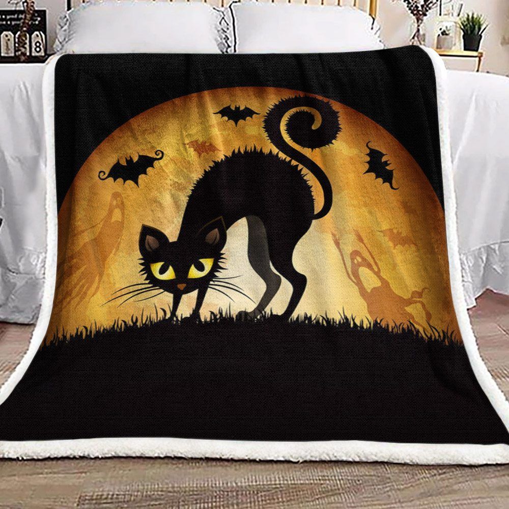 Black Cat Sherpa Fleece Blanket