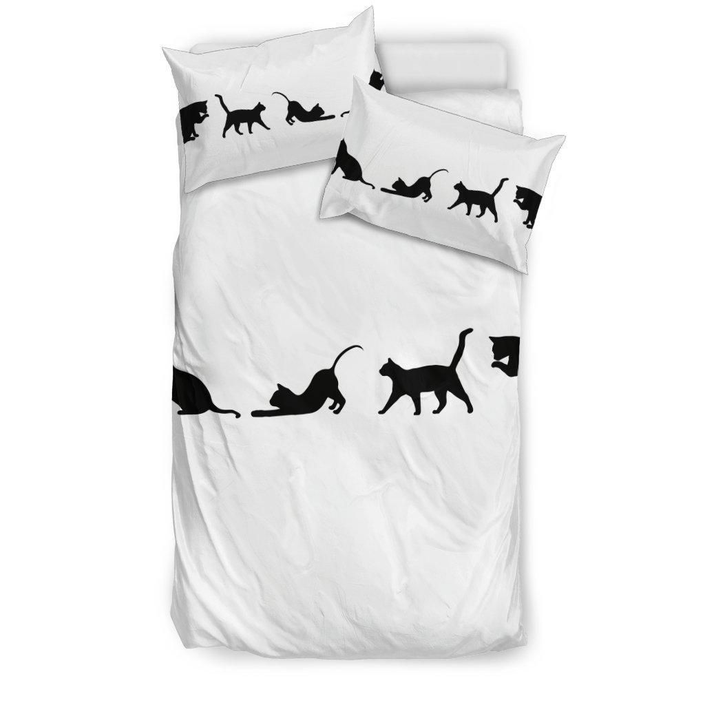 Black Cat In White Bedding Set