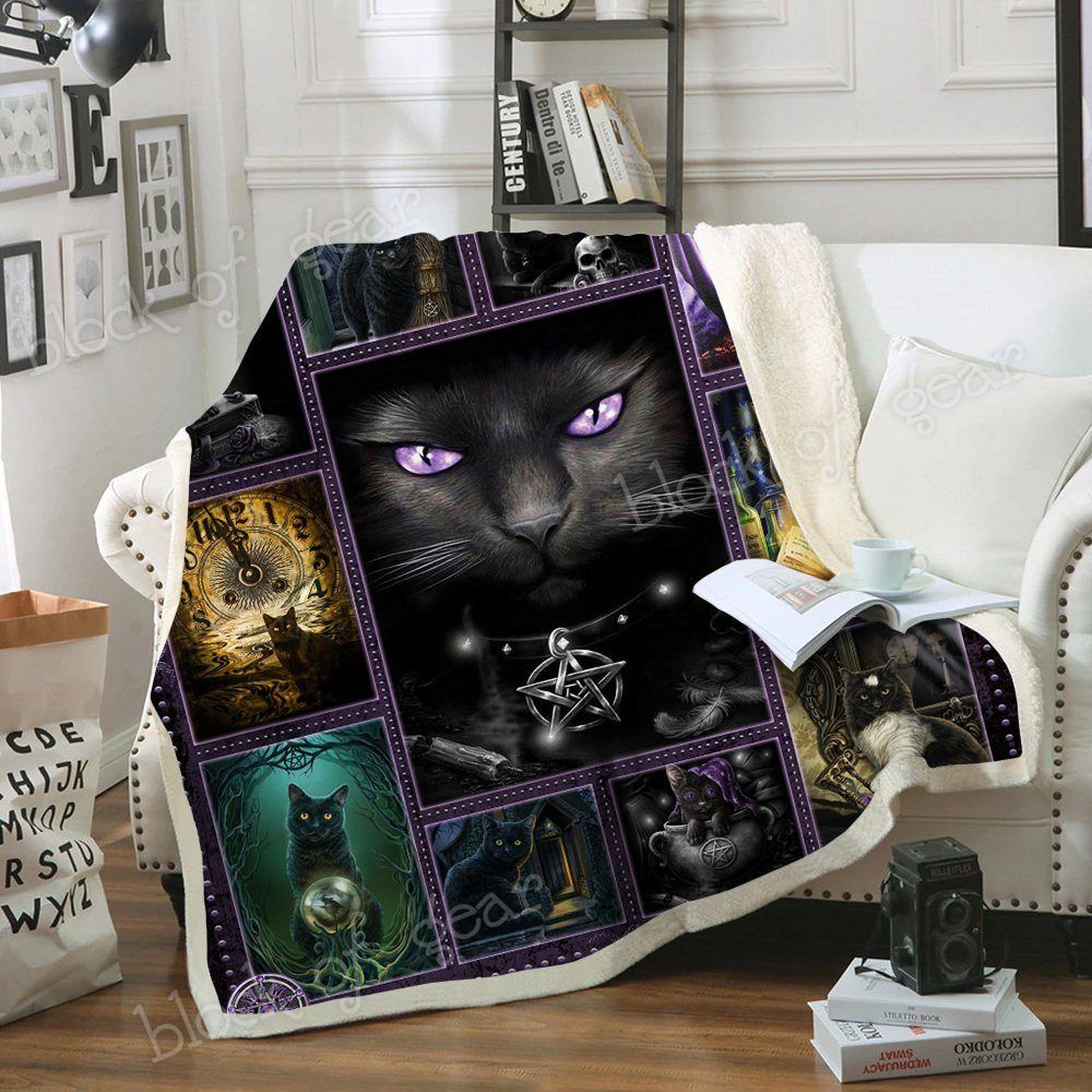 Black Cat Magic Sherpa Fleece Blanket